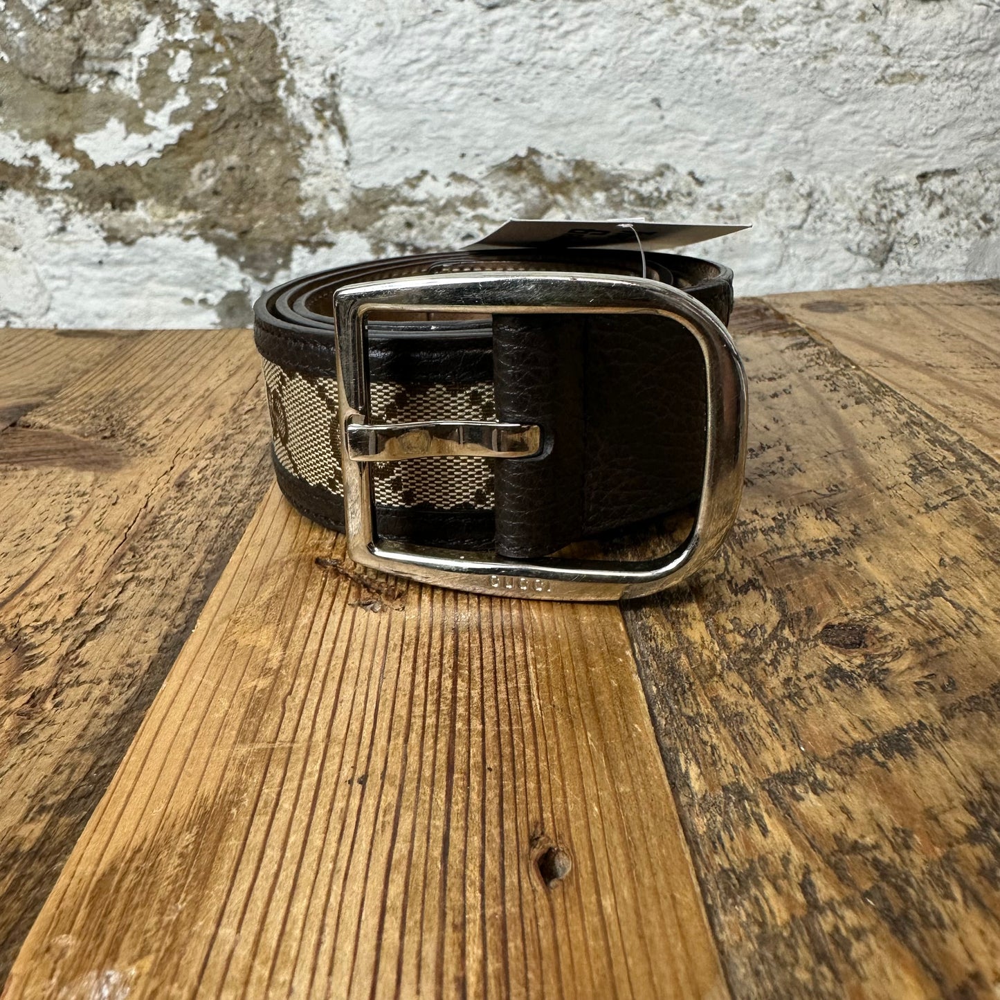 Gucci Beige GG Monogram Canvas Belt Sz (85/34)