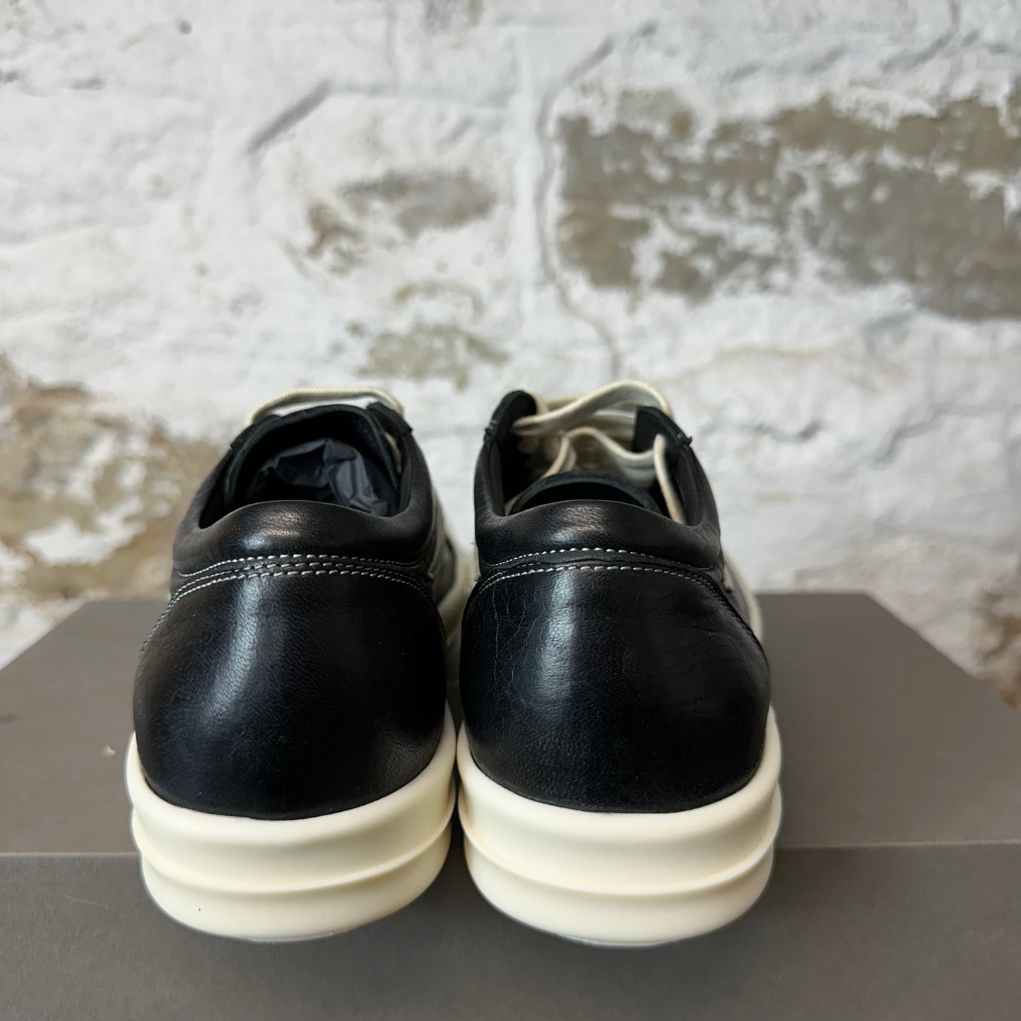 Rick Owens Vintage Black Leather Milk Sneaker Sz 5 (37) DS