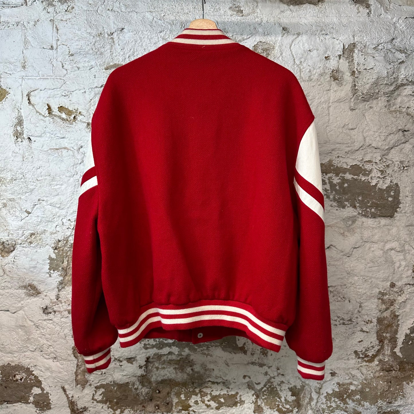 Celine Red White Wool Varsity Jacket Sz XL