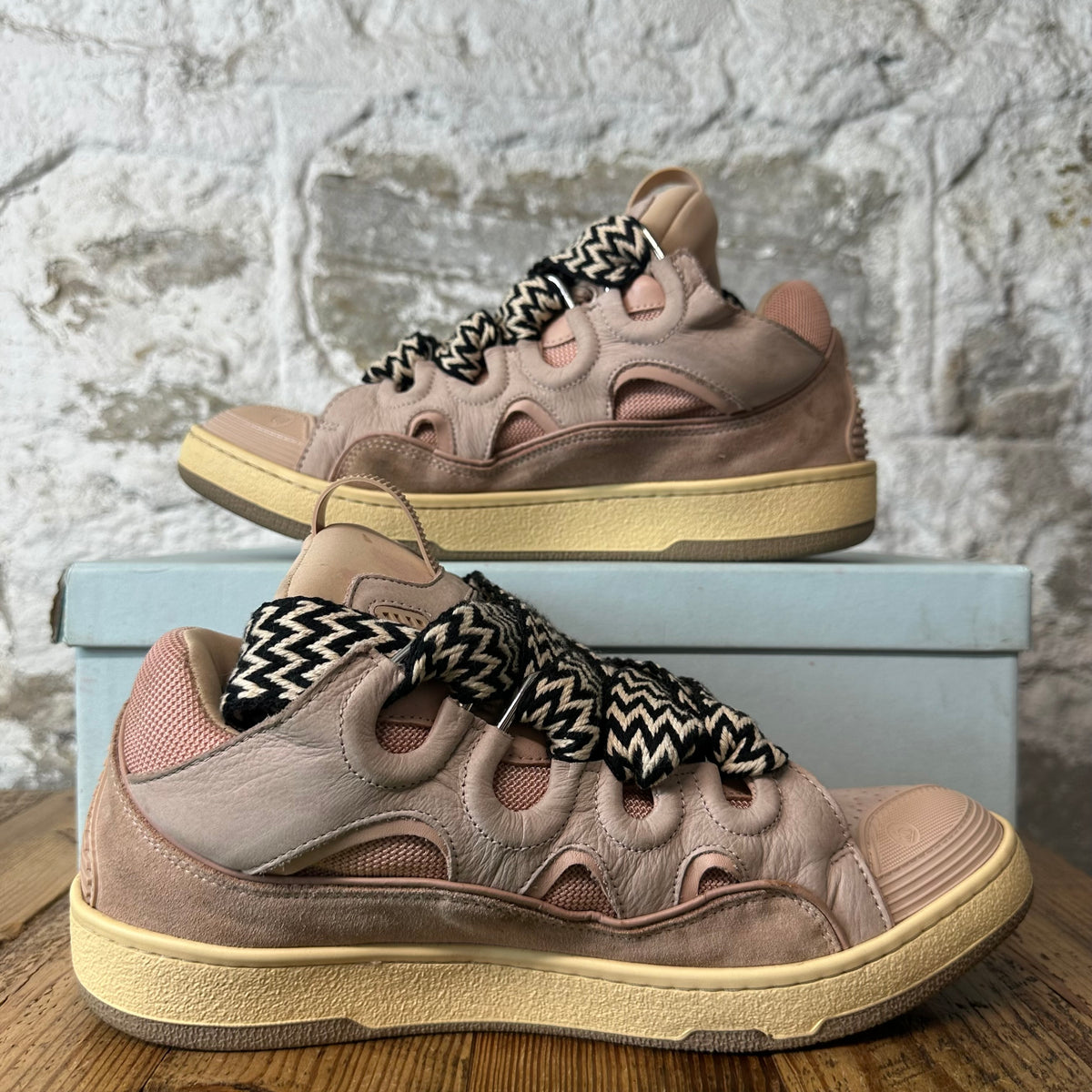 Lanvin Curb Black White Lace Pink Sneaker Sz 10 (43)