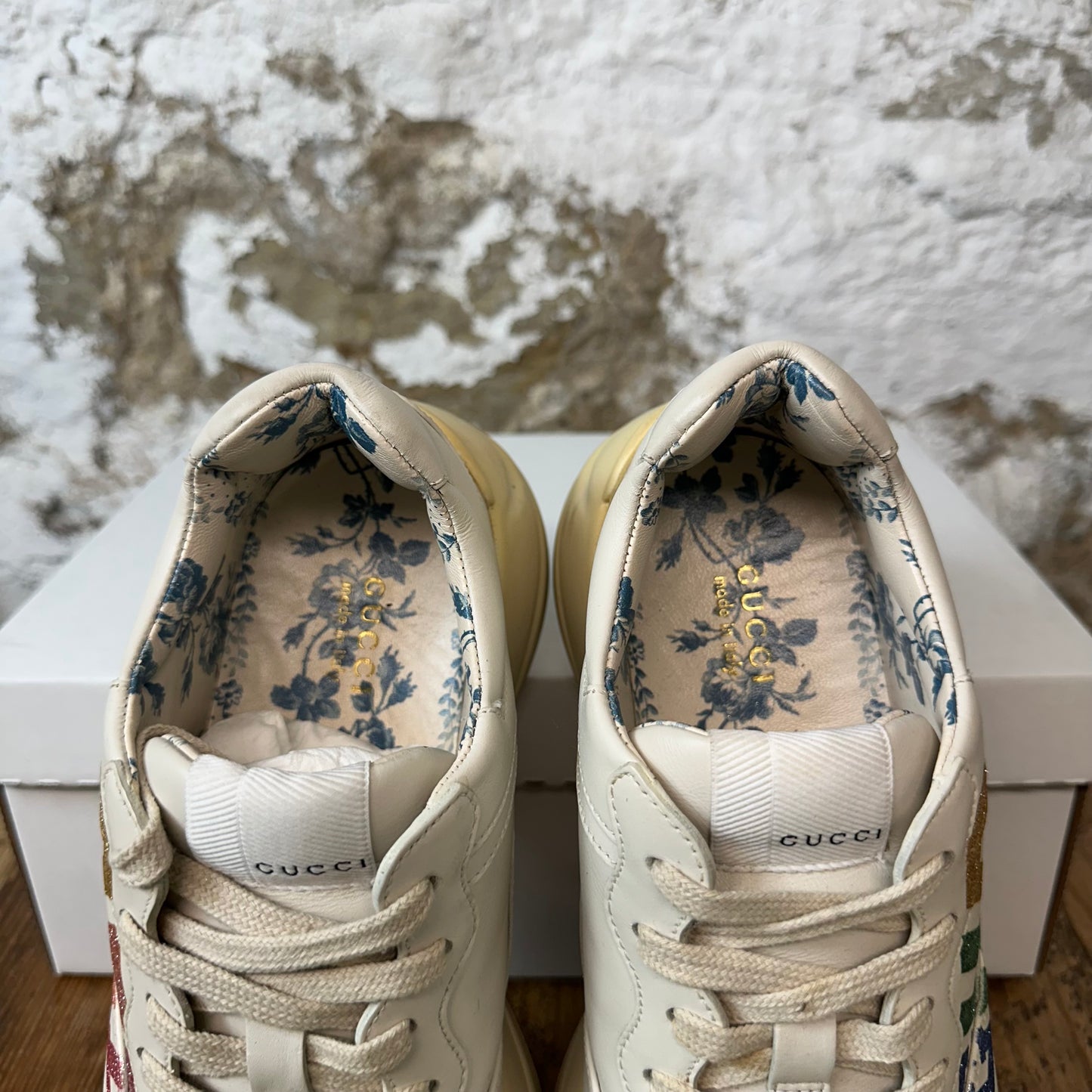 Gucci Rython Rainbow Glitter Cream Sneaker Sz 6 (38.5) No Box