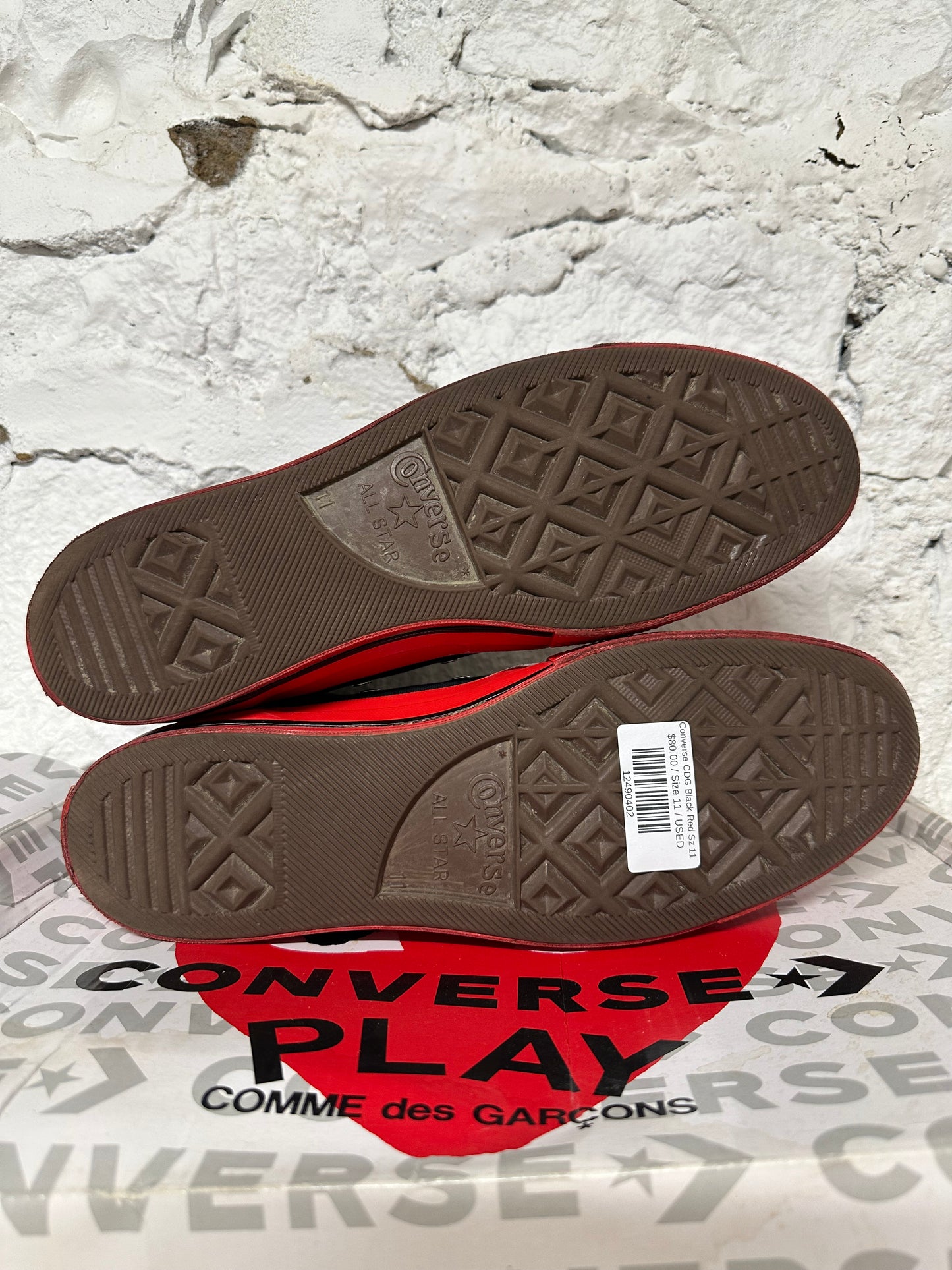 Converse CDG Black Red Sz 11