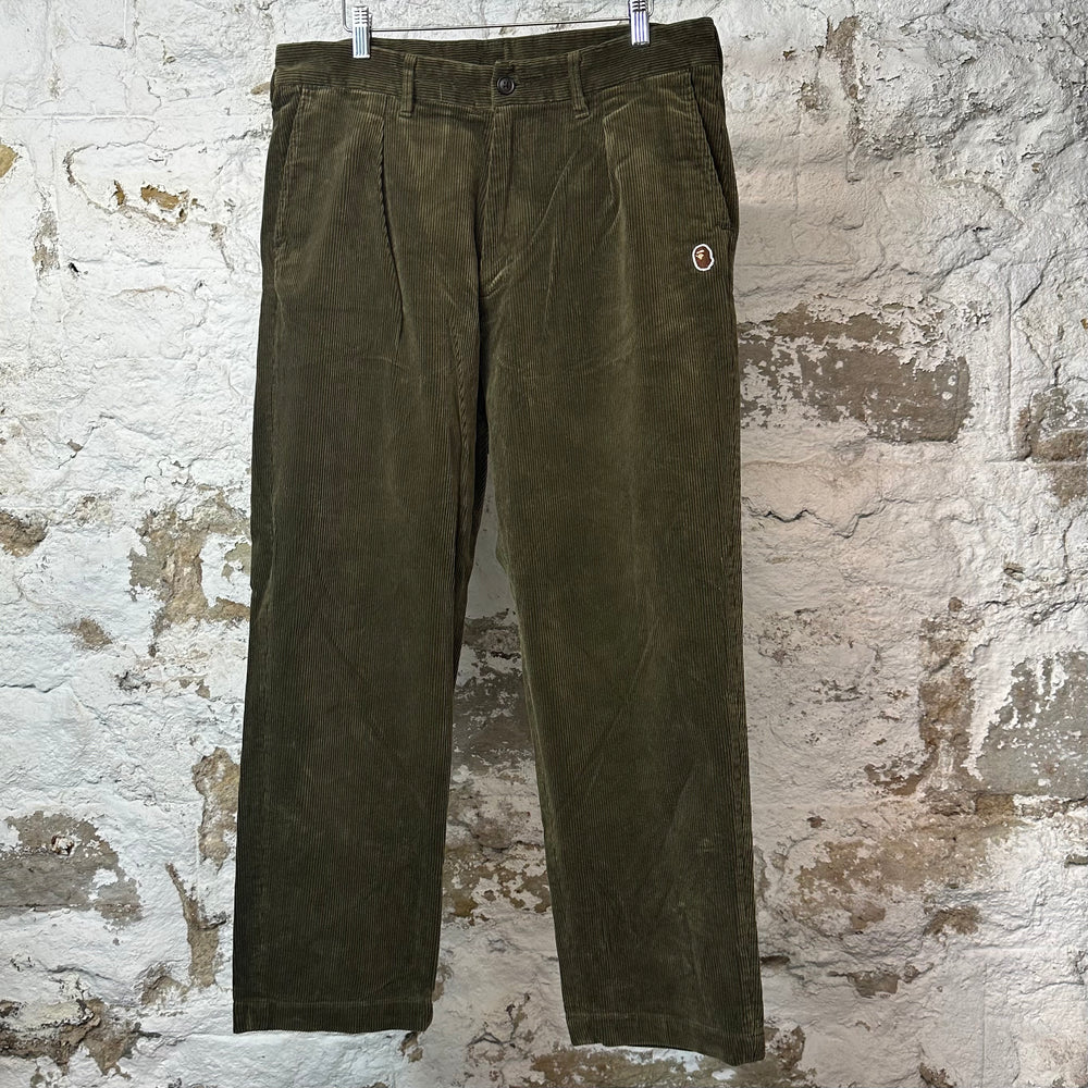 Bape Small Ape Head Green Corduroy Pants Sz XL