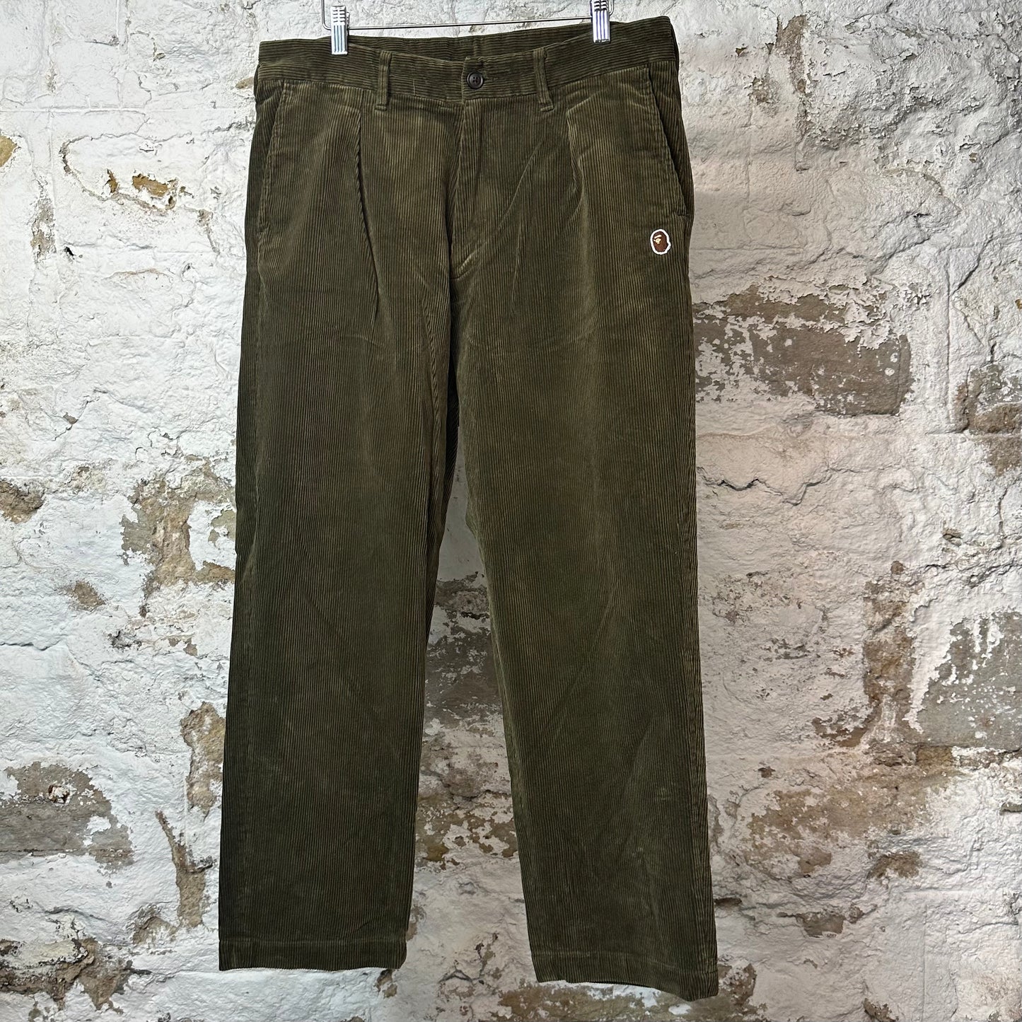 Bape Small Ape Head Green Corduroy Pants Sz XL