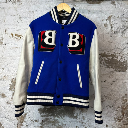 Burberry Felton B Logo Varsity Jacket Blue Sz L (50)