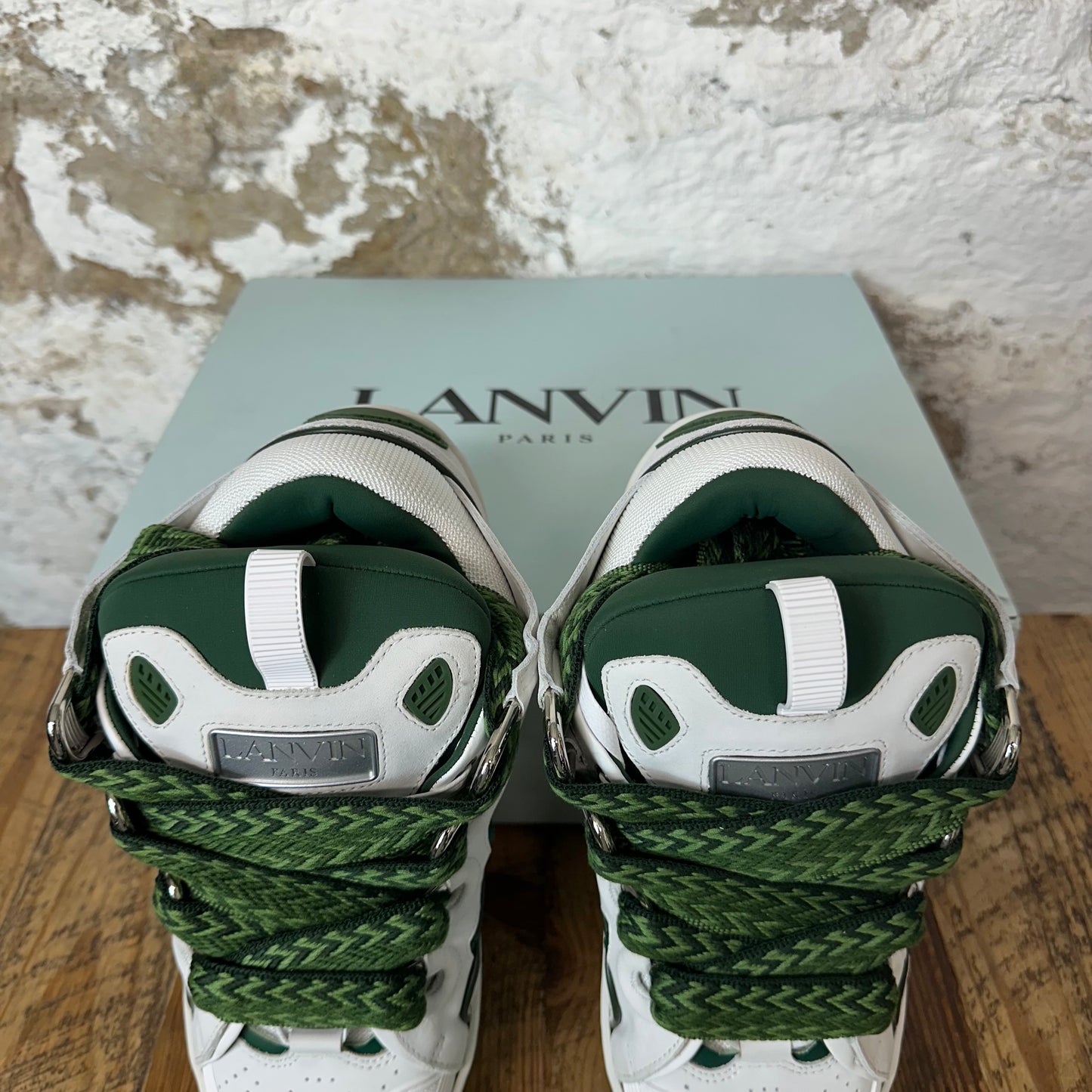 Lanvin Curb Green Lace White Sneaker