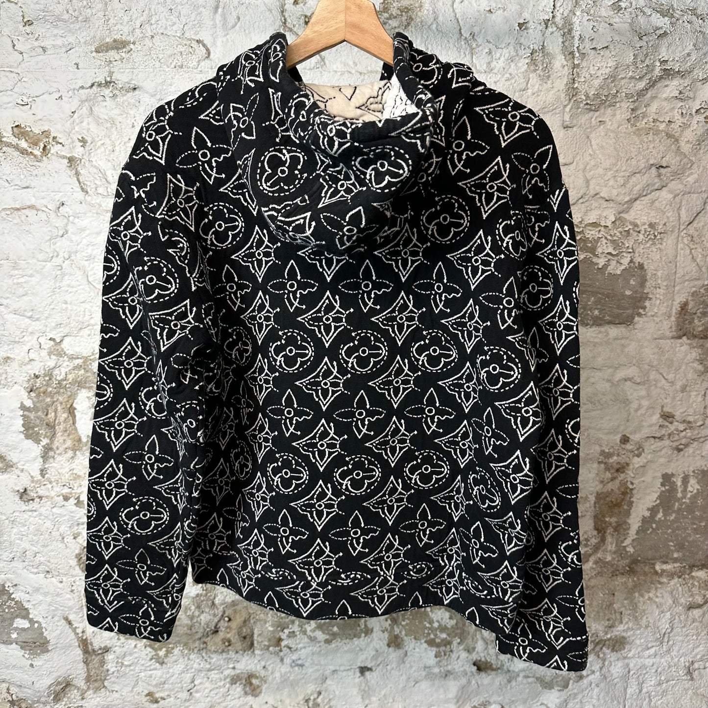 Louis Vuitton NBA White Flower Quilted Jacket Black Sz L
