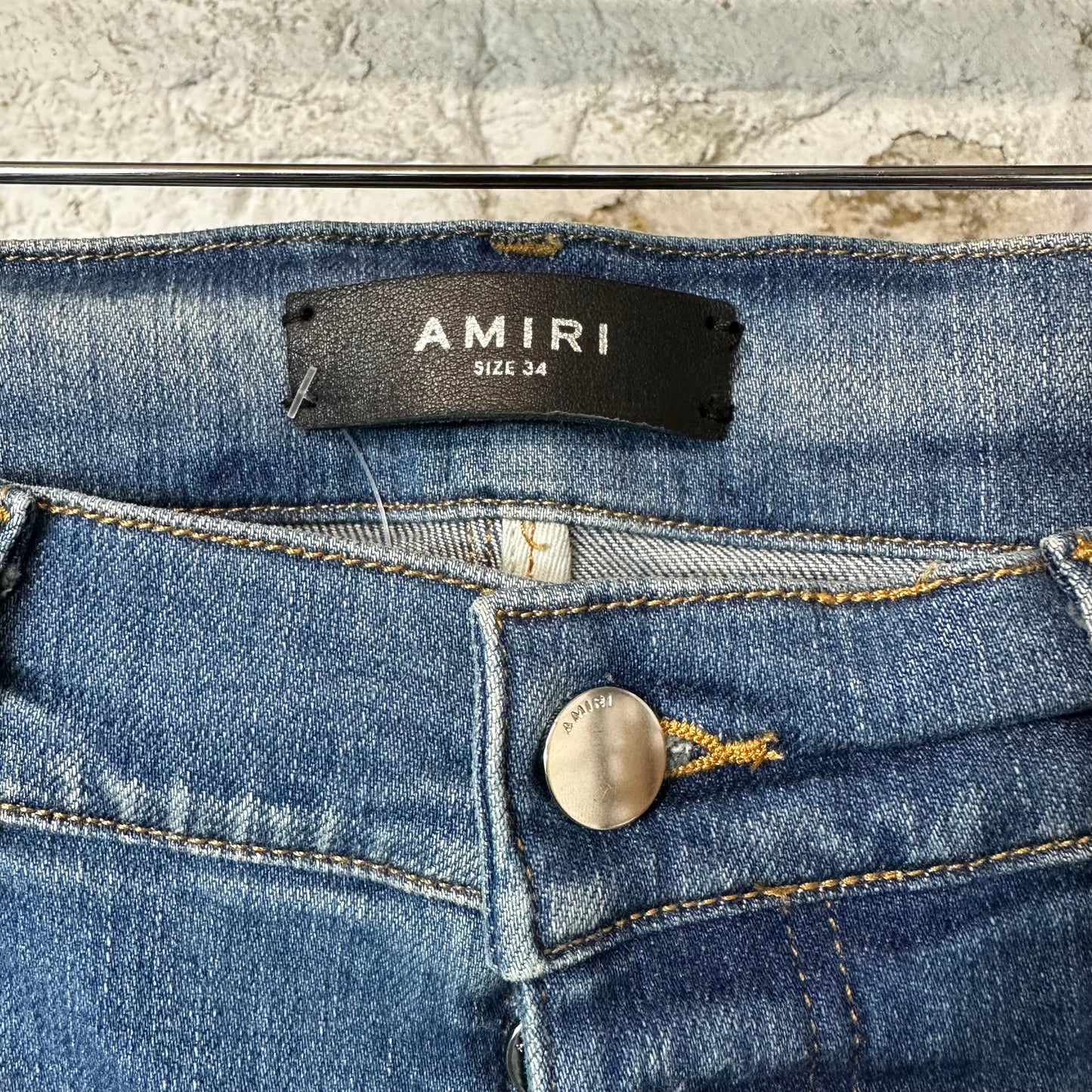 Amiri Plain Blue Honeycomb Denim Jeans Sz 34