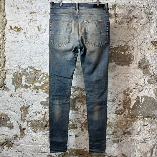 Amiri MX1 Plaid Dirty Blue Denim Jeans Sz 31