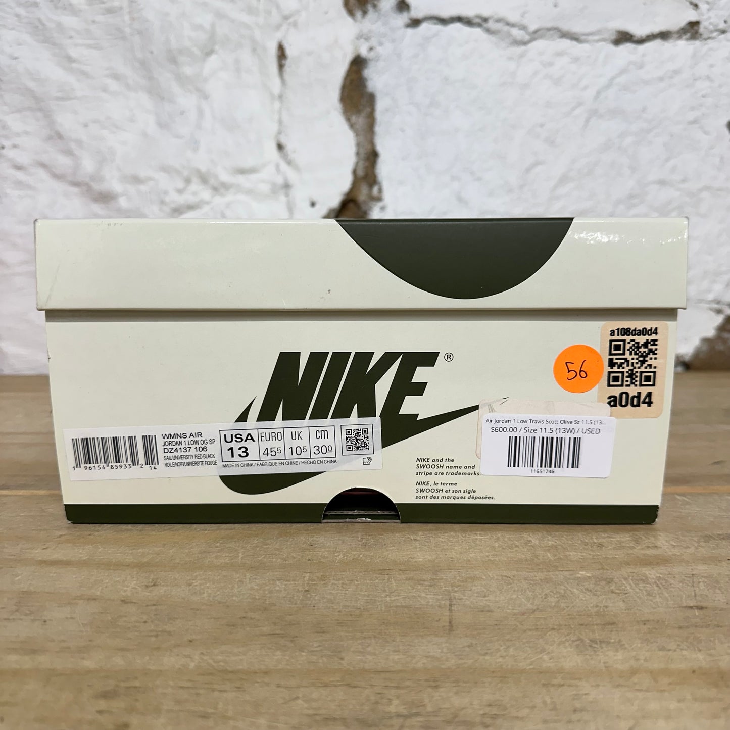 Air Jordan 1 Low Travis Scott Olive Sz 11.5 (13W)