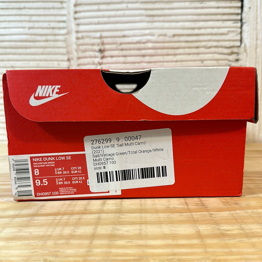 Nike Dunk Low Sail Multi-Camo Sz 8