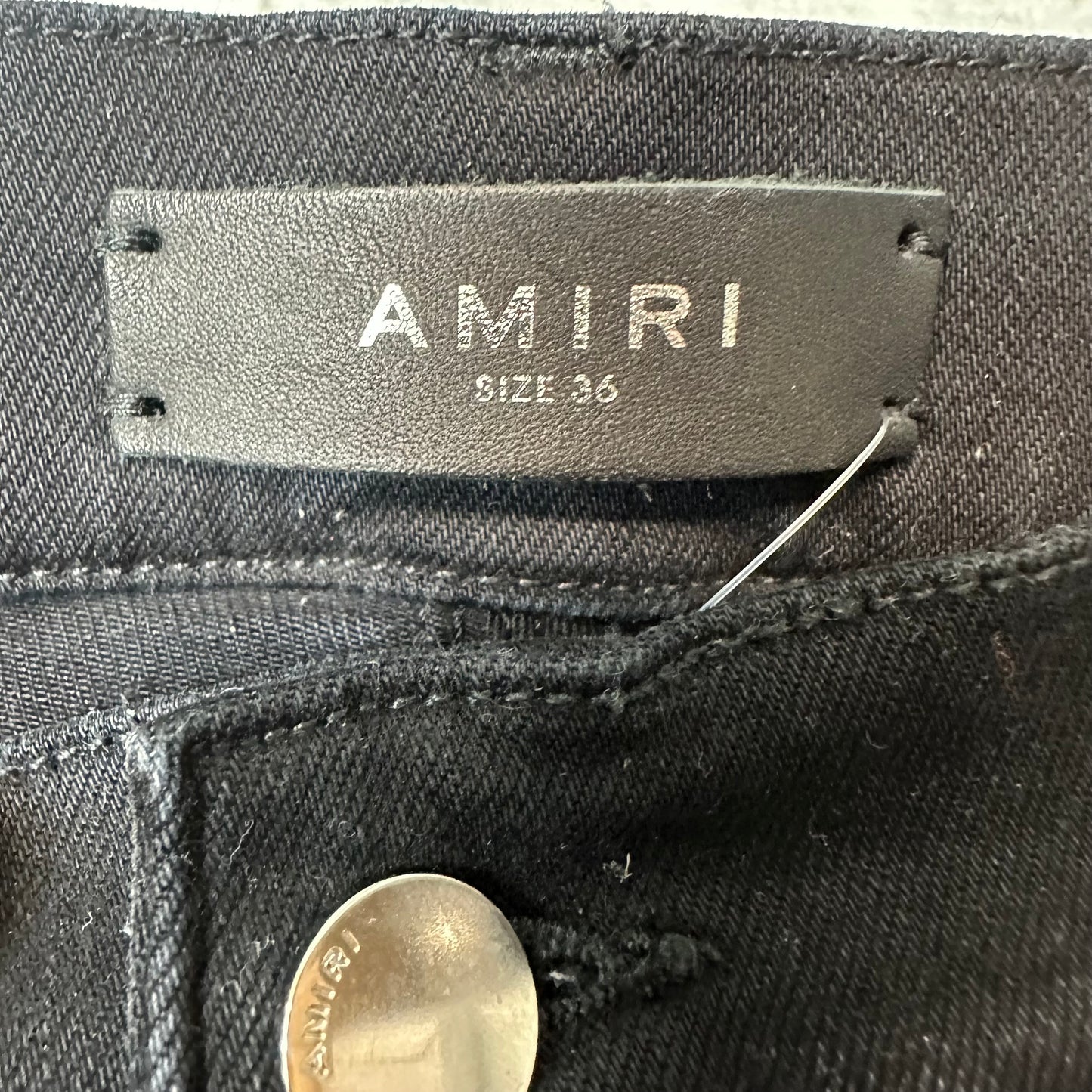 Amiri MX1 Camo Spell Black Denim Jeans Sz 36