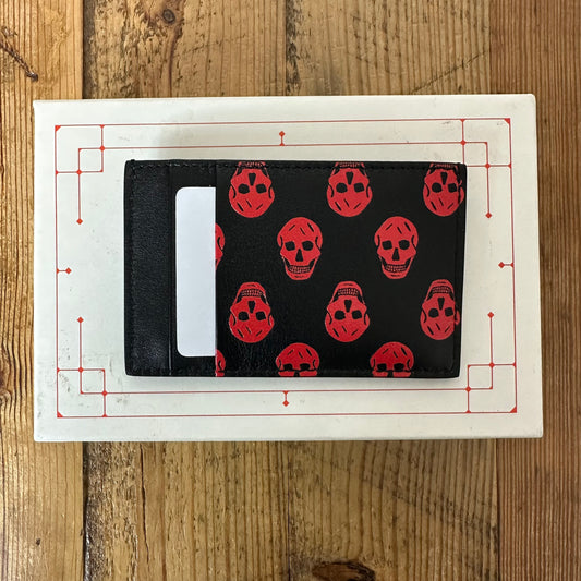 Aexander Mcqueen Red Skull Patern Cardholder W/ Box DS