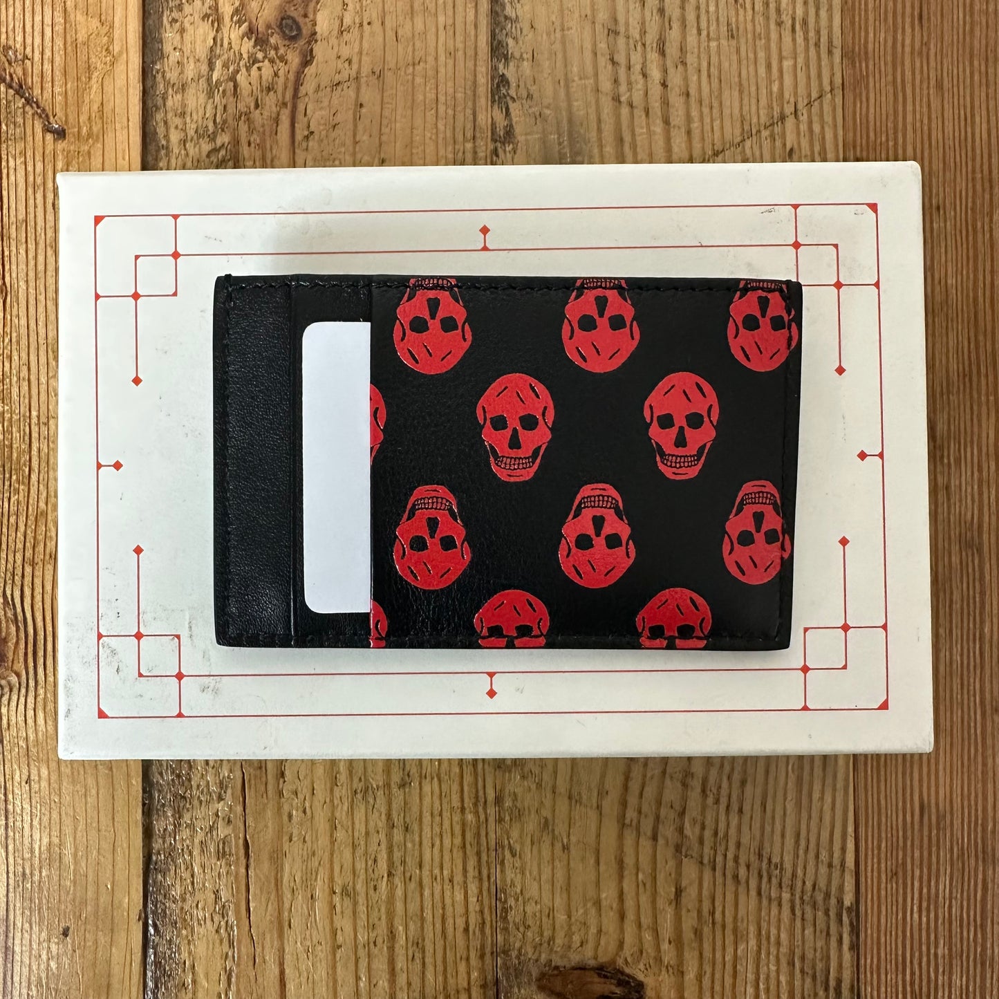 Aexander Mcqueen Red Skull Patern Cardholder W/ Box DS