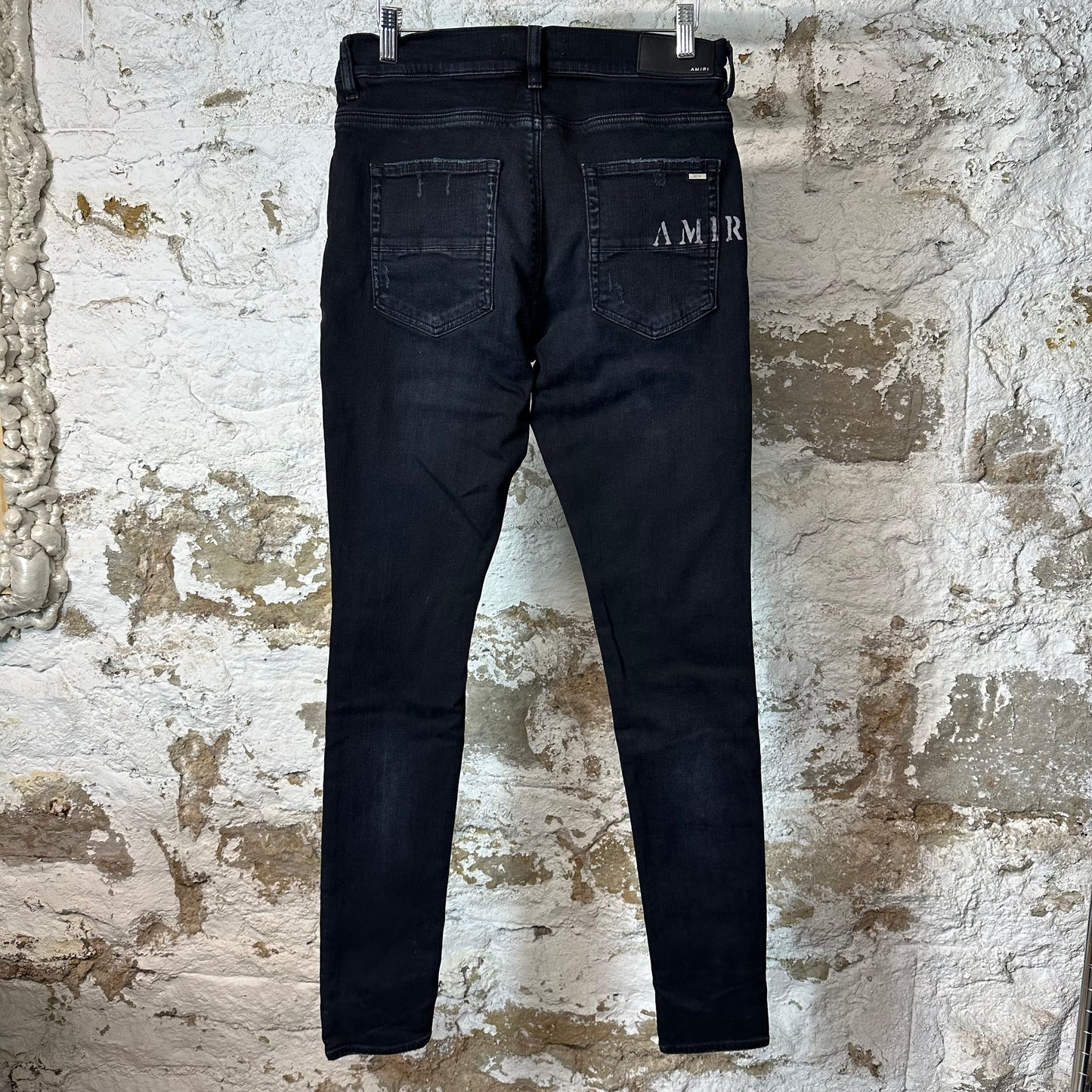 Amiri Hibiscus Flower Print Black Denim Jeans Sz 31