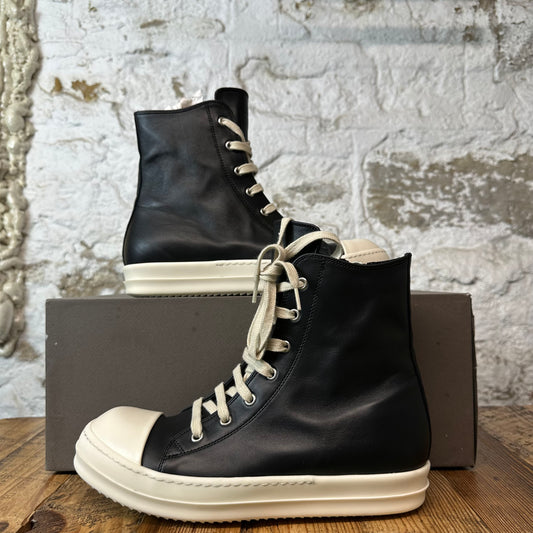 Rick Owens High Black Leather Milk Sneaker Sz 7 (40)