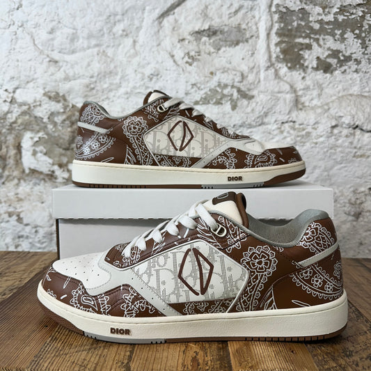 Dior B27 Low Brown Paisley White Sneaker Sz 15 (48) No Box
