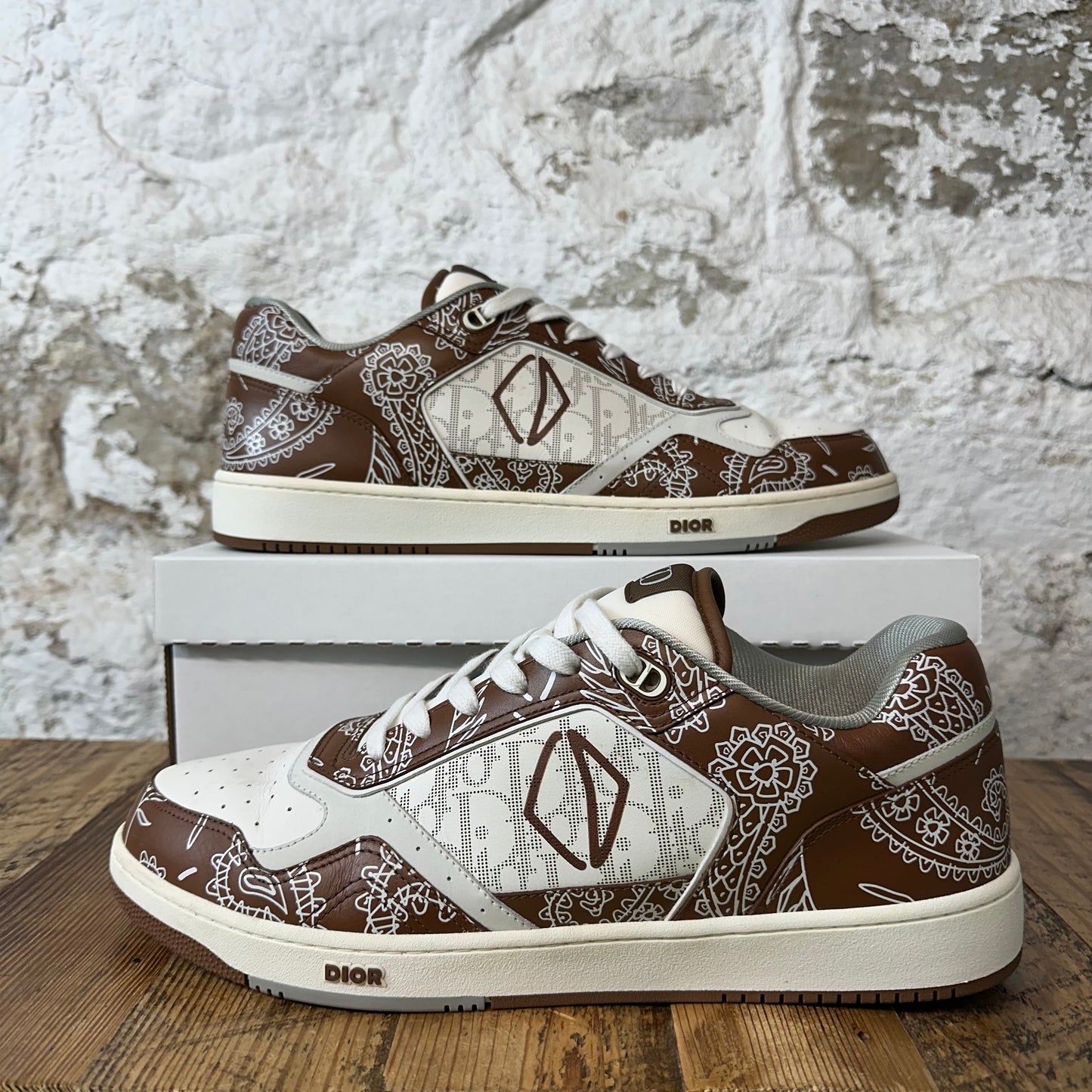 Dior B27 Low Brown Paisley White Sneaker Sz 15 (48) No Box