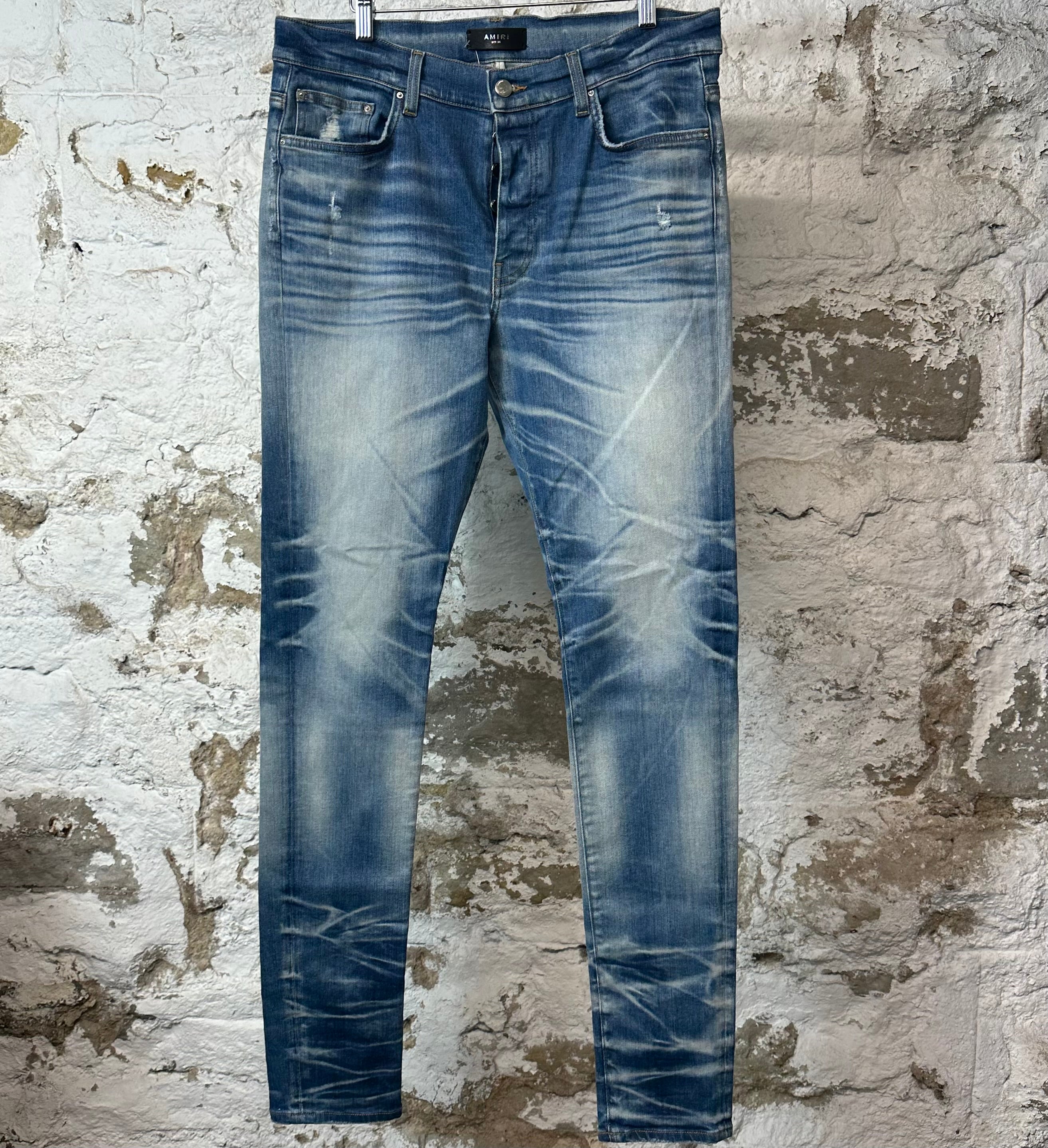 Amiri Plain Blue Honeycomb Denim Jeans Sz 36