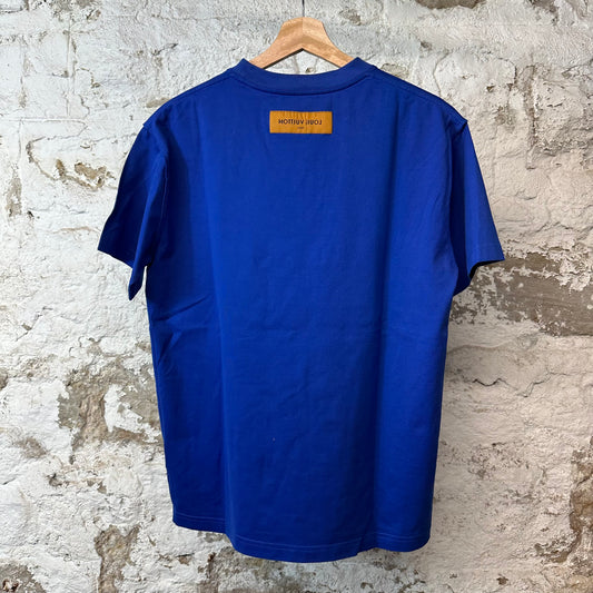 Louis Vuitton Embossed Logo T-shirt Blue Sz S (Stained)