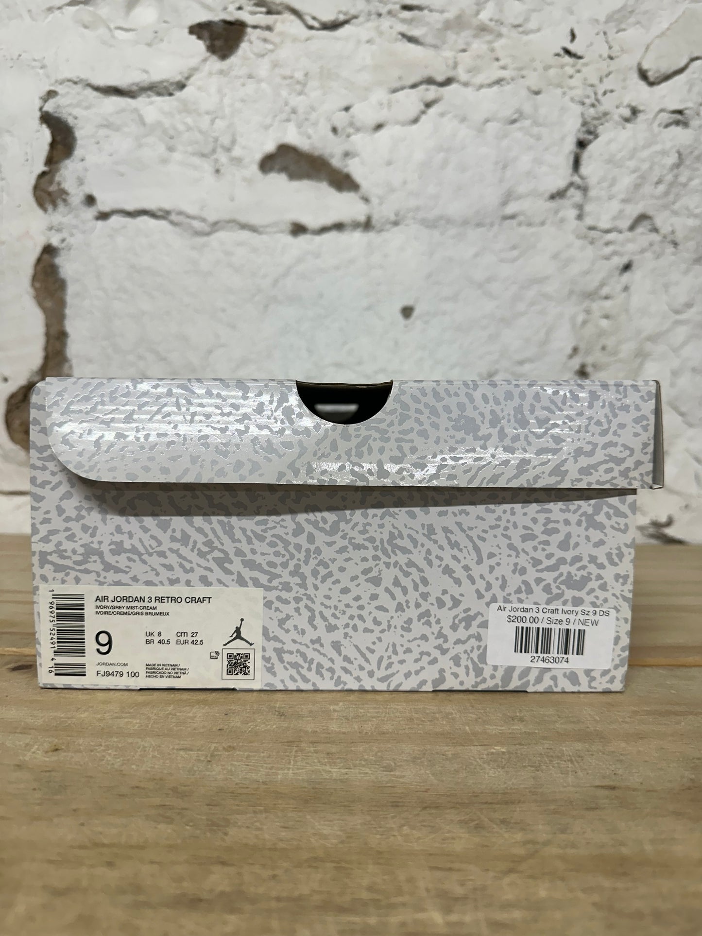 Air Jordan 3 Craft Ivory Sz 9 DS