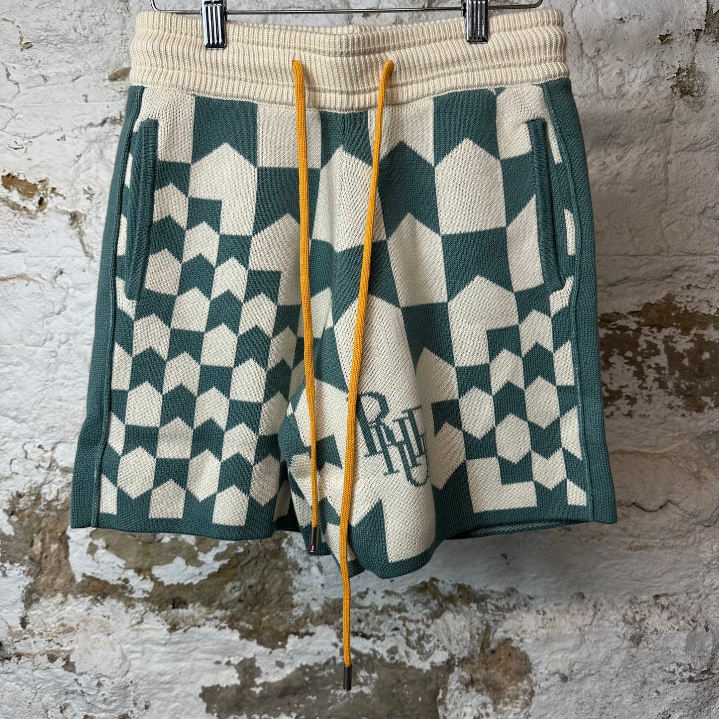 Rhude Ivory Sage Cashmere Racing Shorts