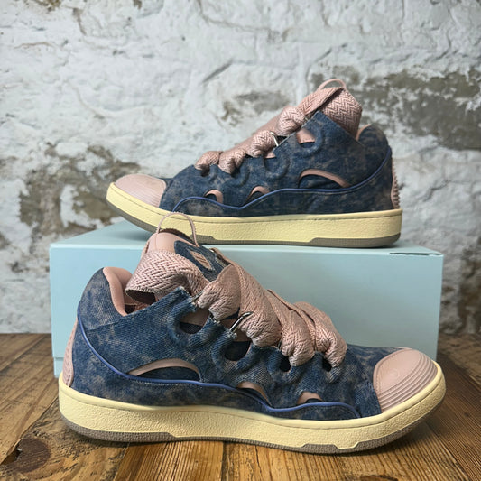 Lanvin Curb Rose Denim Beige Sneaker Sz 12 (45) DS