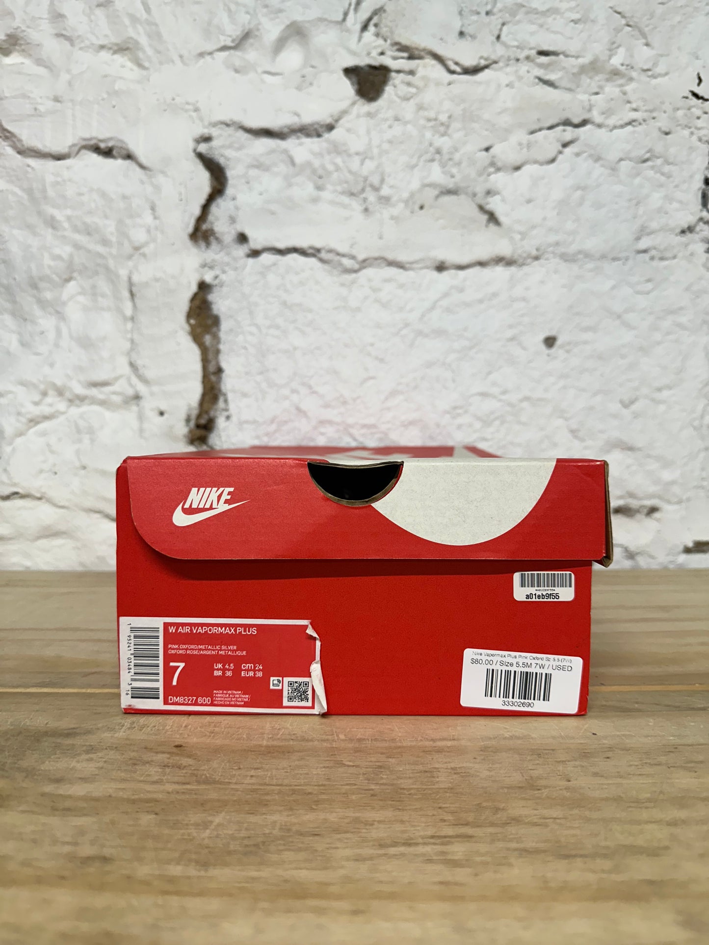 Nike Air VaporMax Plus Pink Oxford Sz 5.5 (7W)