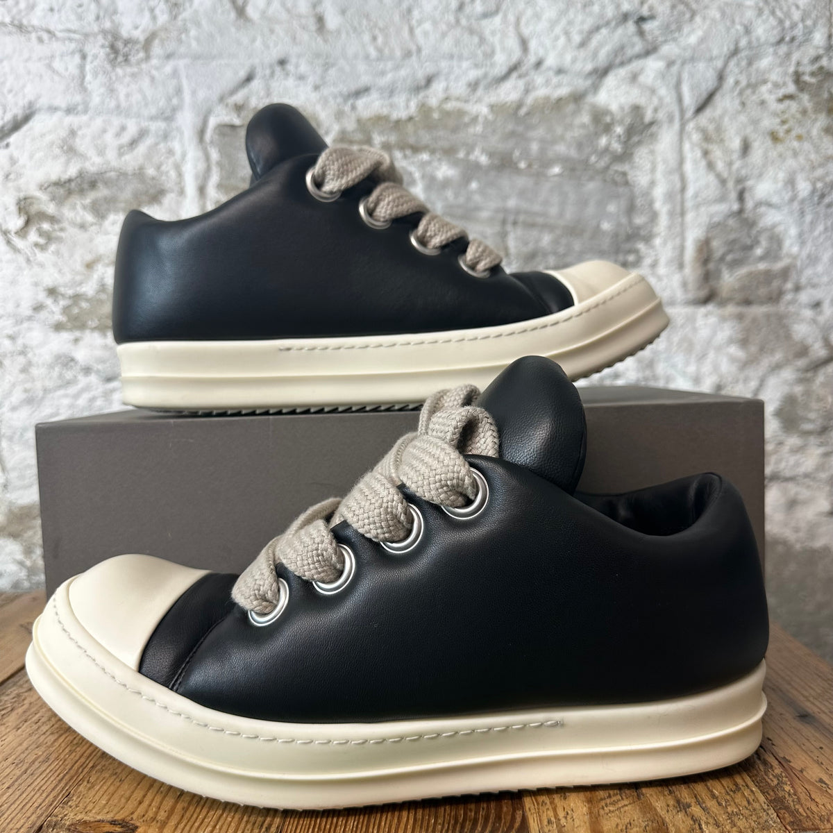 Rick Owens Jumbo Lace Padded Black Milk Sneaker Sz 11 (44)