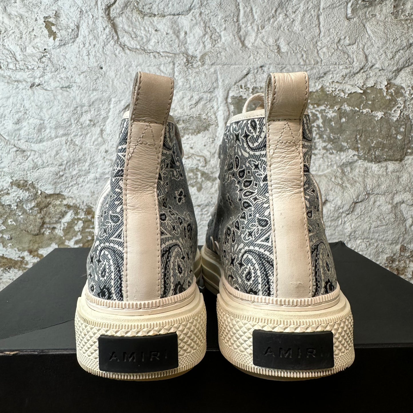 Amiri High White MA Blue Paisley Cream Sneaker Sz 7 (40)