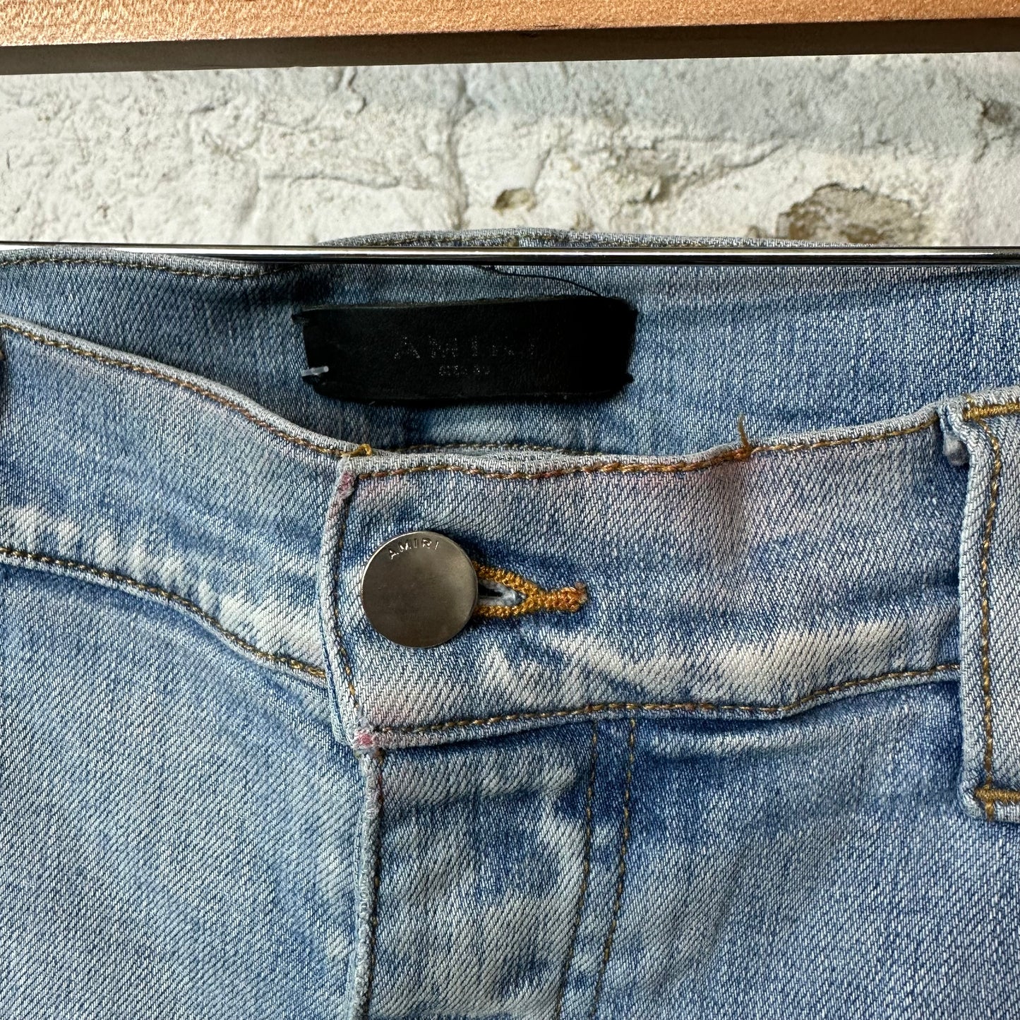 Amiri Zig Zag Logos Blue Denim Jeans Sz 36