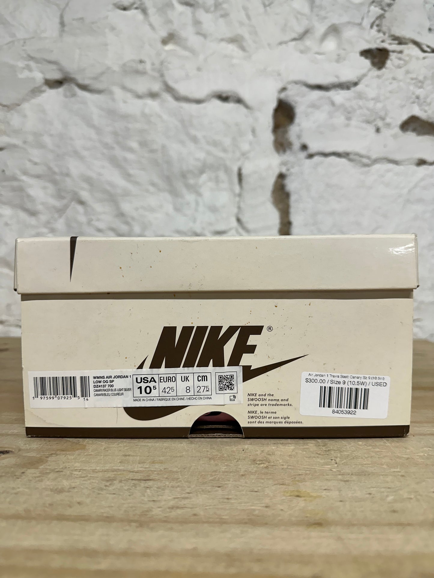 Air Jordan 1 Low Travis Scott Canary Sz 9 (10.5W)