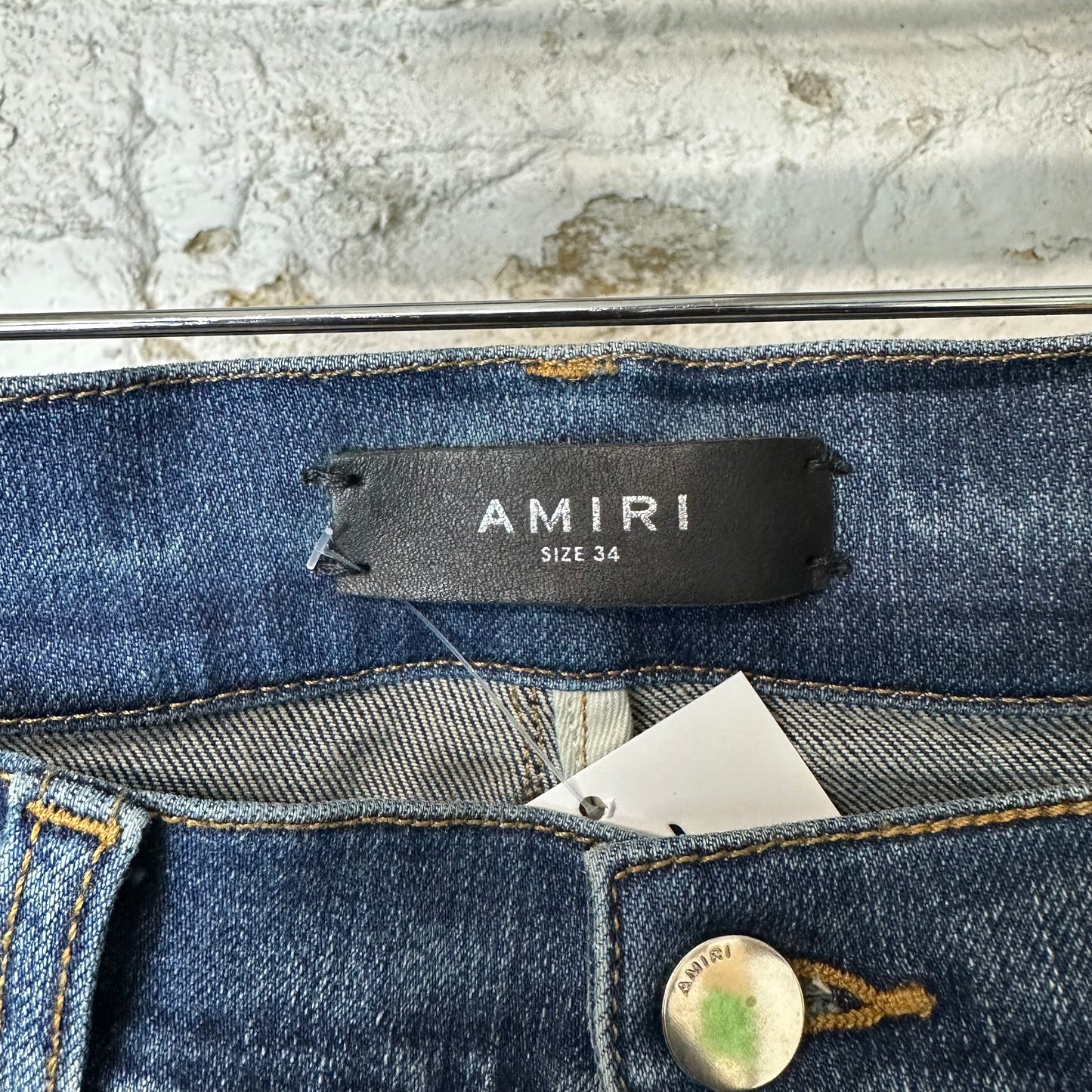 Amiri Satin Paisley Patches Dark Blue Denim Jeans Sz 34