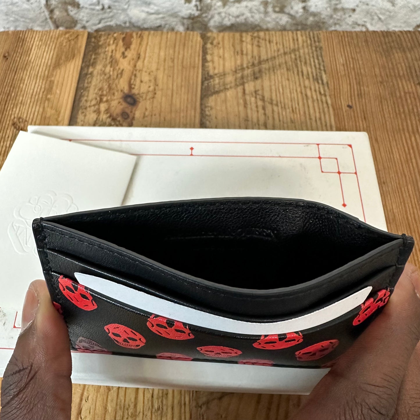 Aexander Mcqueen Red Skull Patern Cardholder W/ Box DS