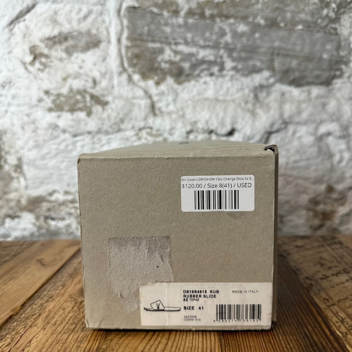RIck Owens DRKSHDW Clay Orange Slide Sz 8 (41)