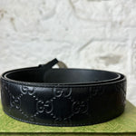 Gucci Black Monogram Leather Belt