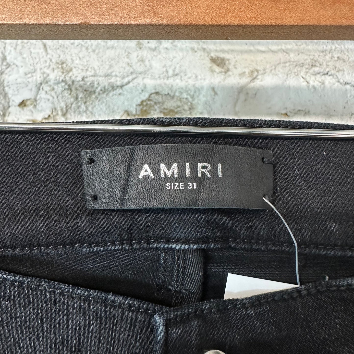 Amiri MX1 Camo Patch Black Denim Jeans Sz 31