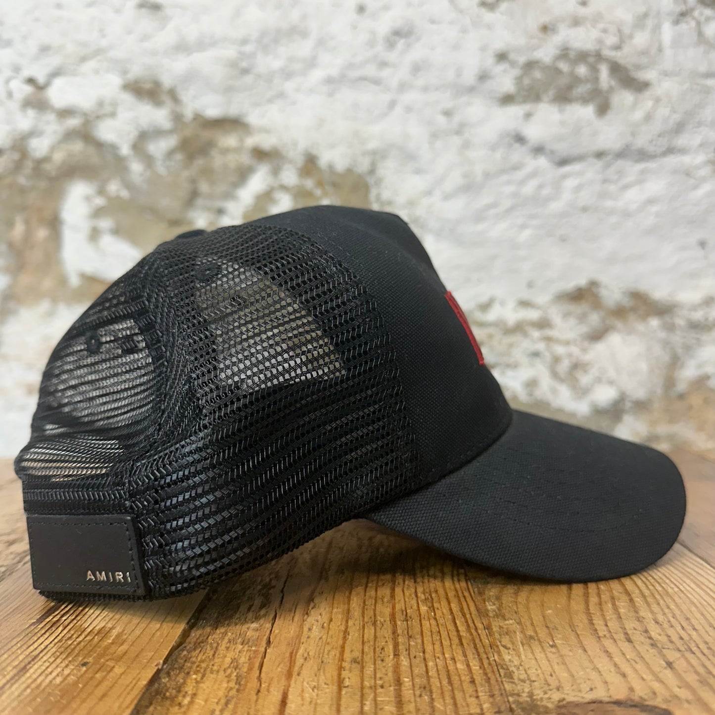 Amiri Red Spell Black Trucker Hat