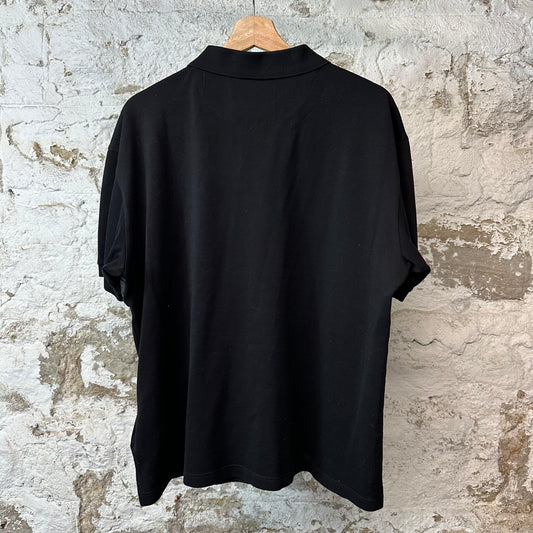 Prada Metal Logo Stretch Polo Shirt Black Sz XL