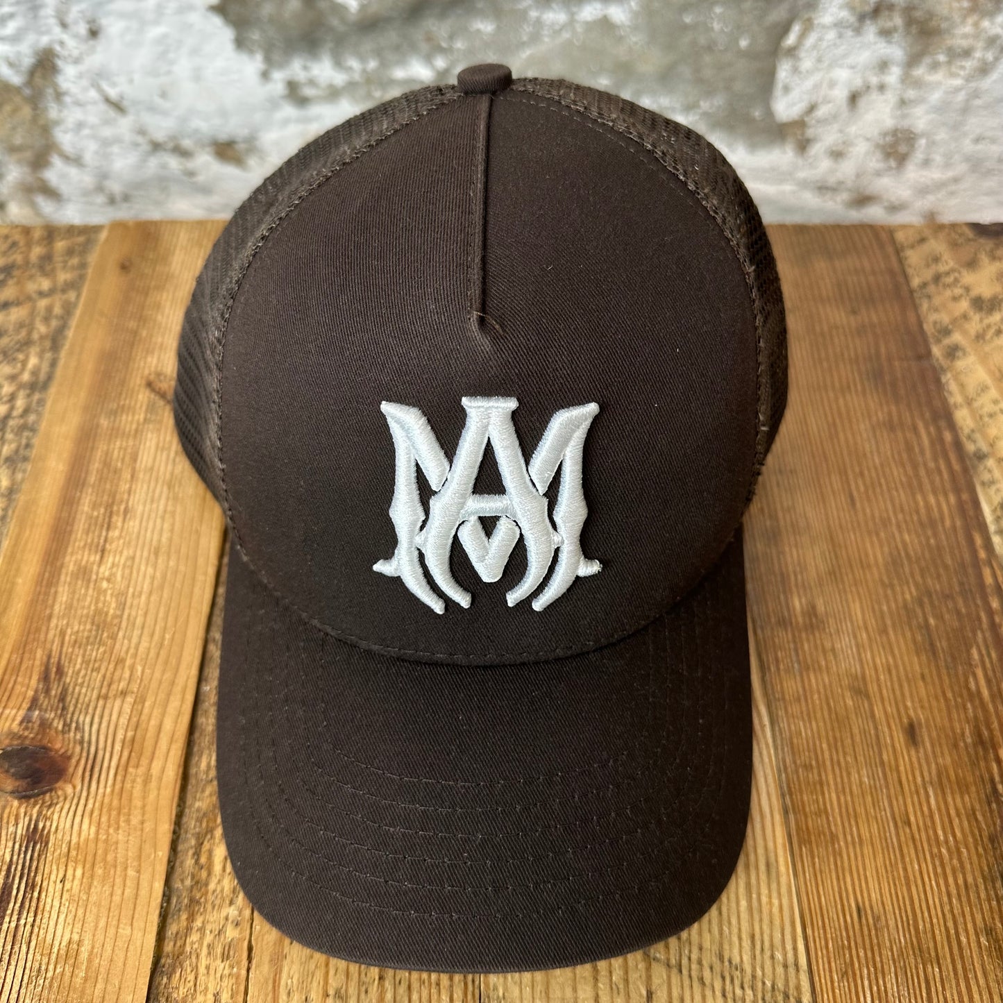 Amiri White AM Brown Trucker Hat