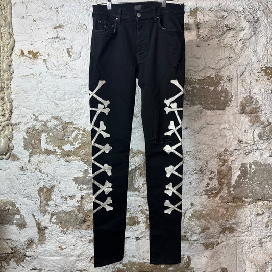 Amiri SIlver Bones Black Denim Jeans Sz 32