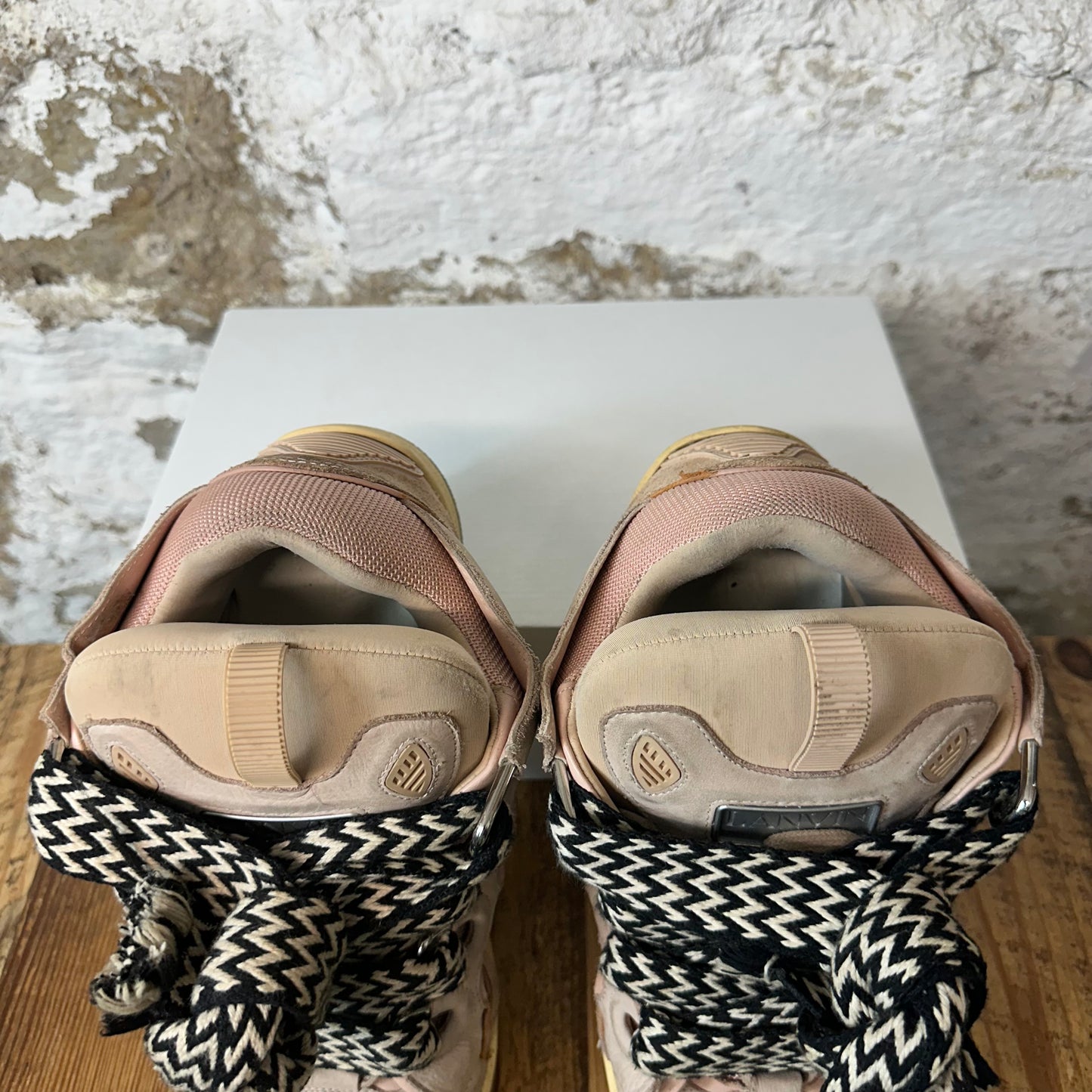 Lanvin Curb Black White Lace Pink Sneaker Sz 11 (44) No Box