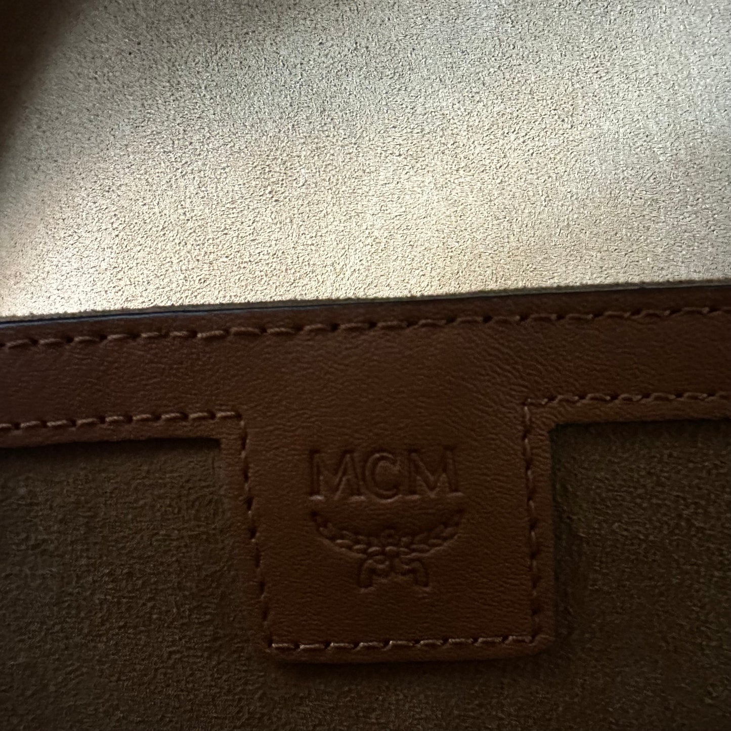 MCM Stark Leather Roasted Pecan Backpack