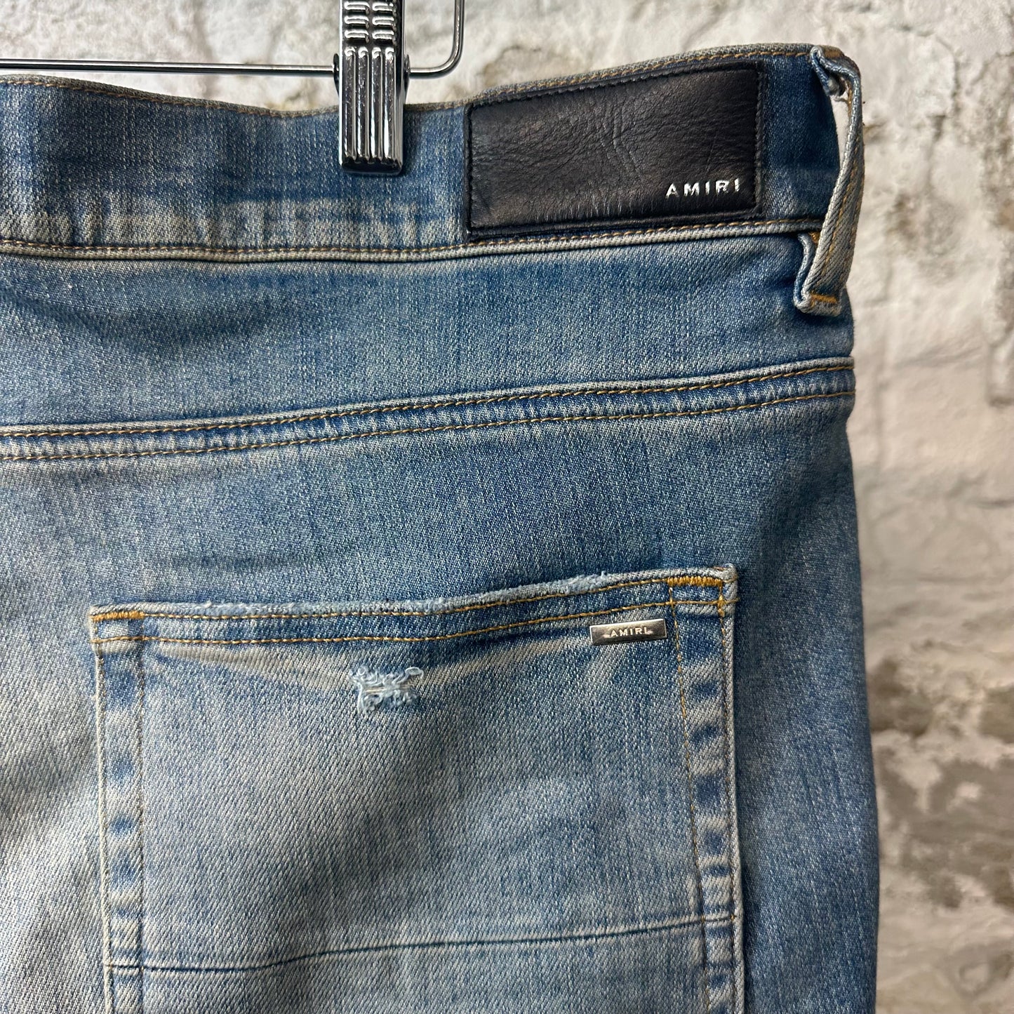 Amiri MX1 Multicolor Black Patch Blue Denim Jeans Sz 38