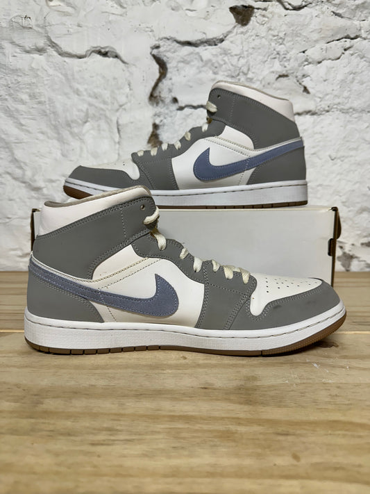 Air Jordan 1 Mid Wolf Grey Aluminum Sz 10.5 (12W)