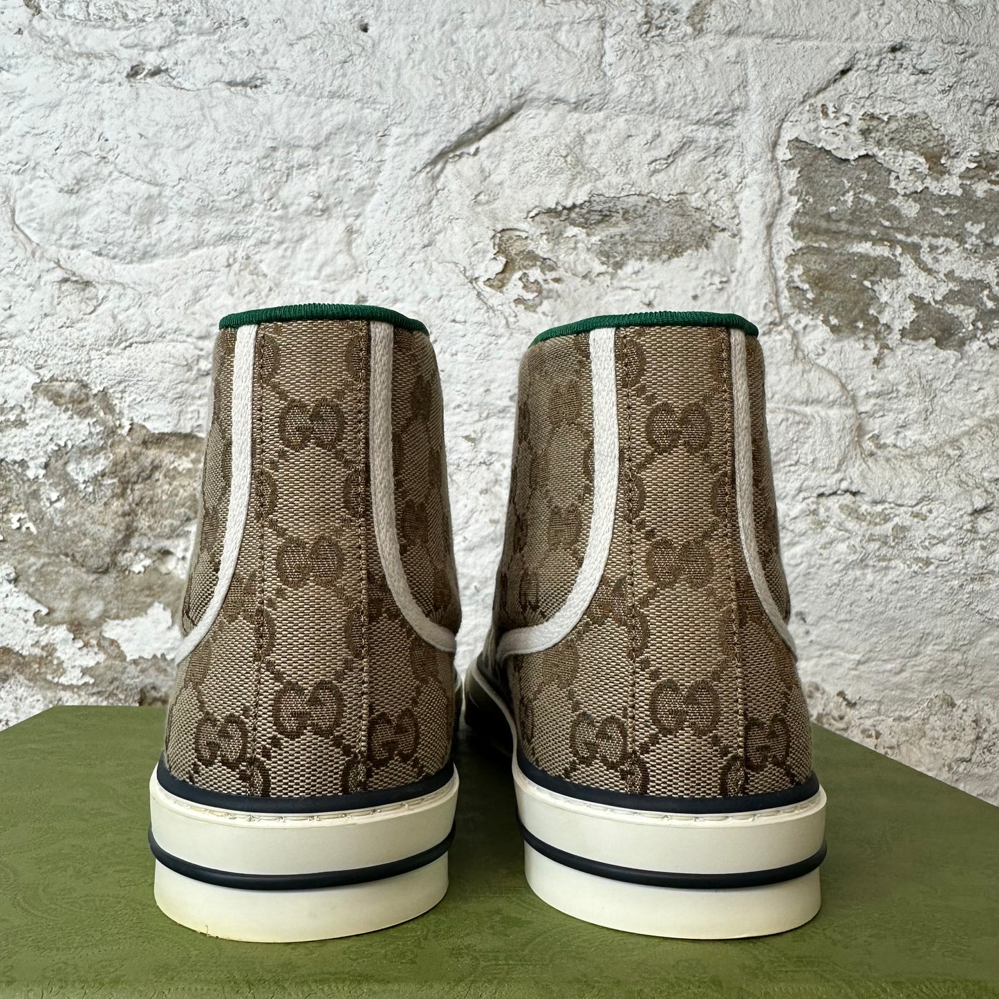 Gucci High Tennis 1977 Brown Monogram Sneaker Sz 7