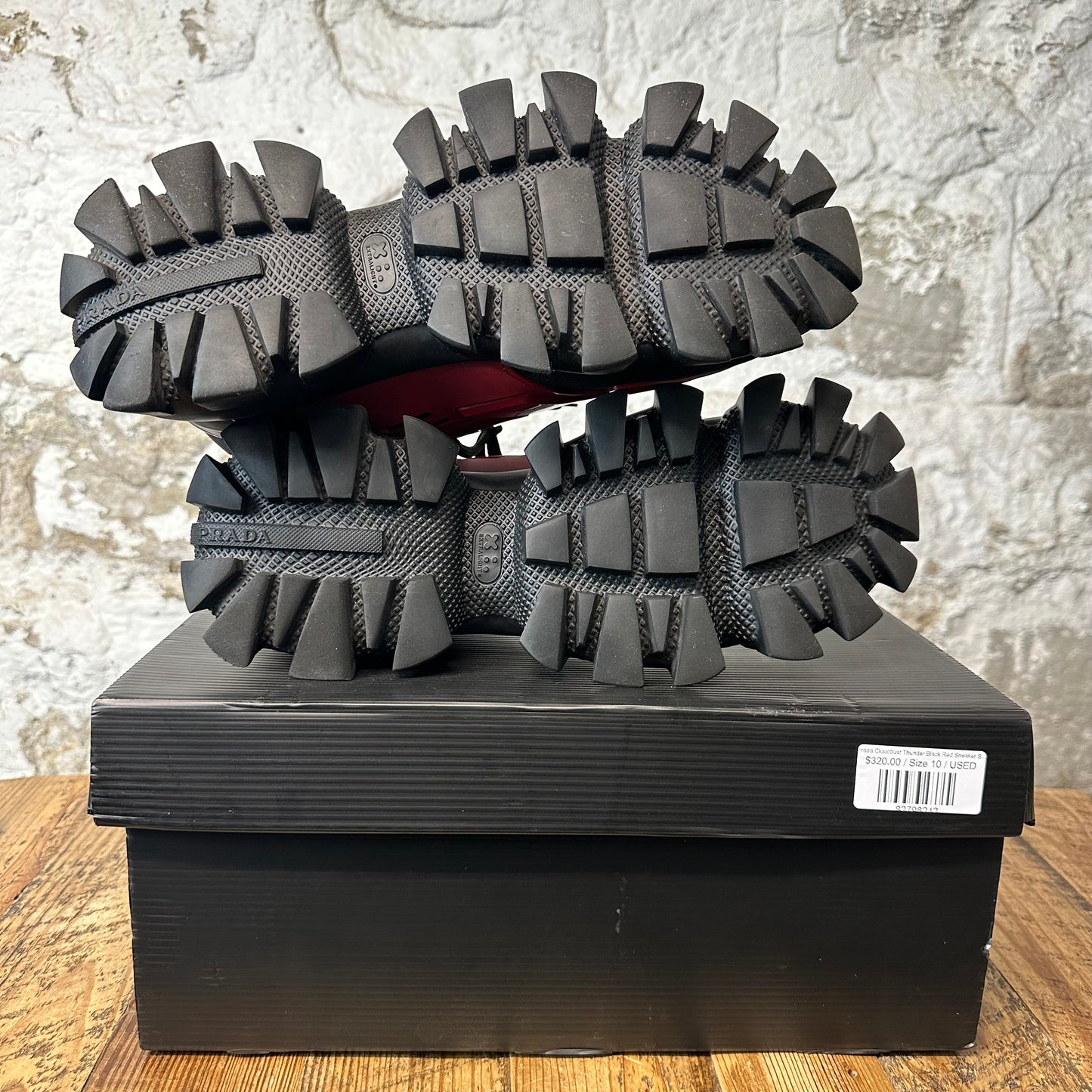 Prada Cloudbust Thunder Black Red Sneaker Sz 10