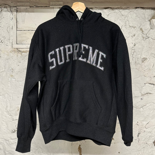 Supreme Glitter Arc Logo Black Hoodie Sz S
