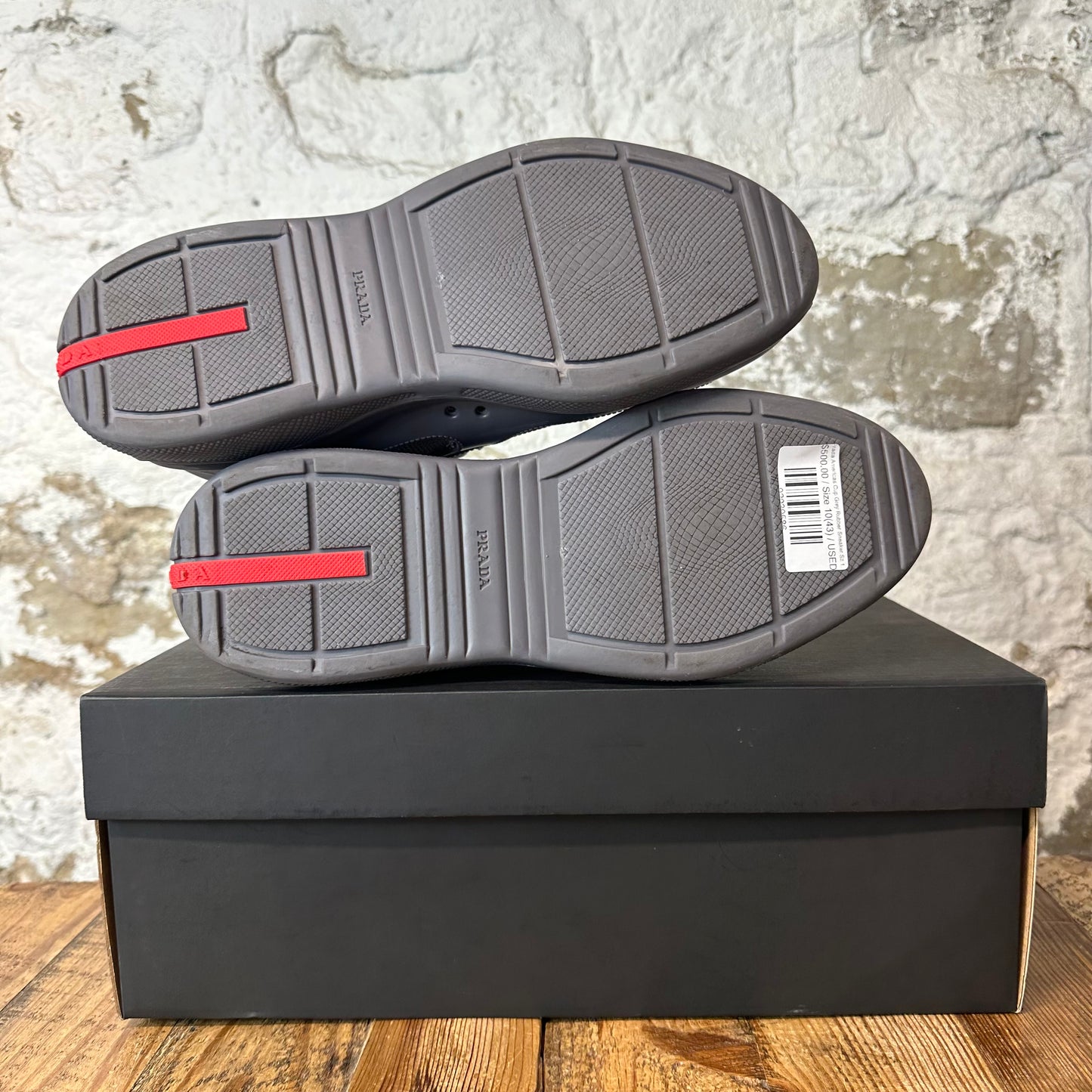 Prada Americas Cup Grey Rubber Sneaker Sz 10 (43)