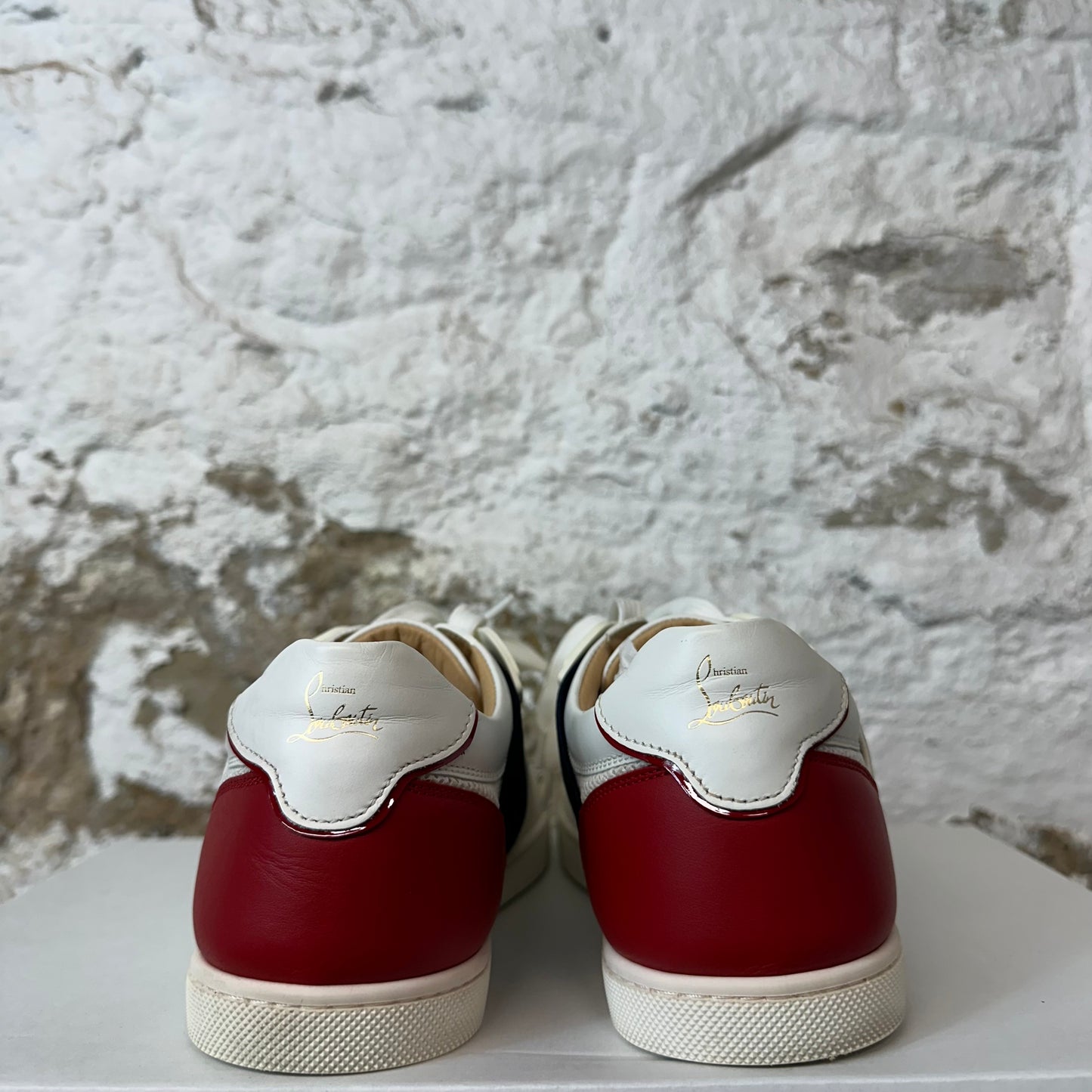 Christian Louboutin Navy Red White Spike Sneaker Sz 6 (38) No Box